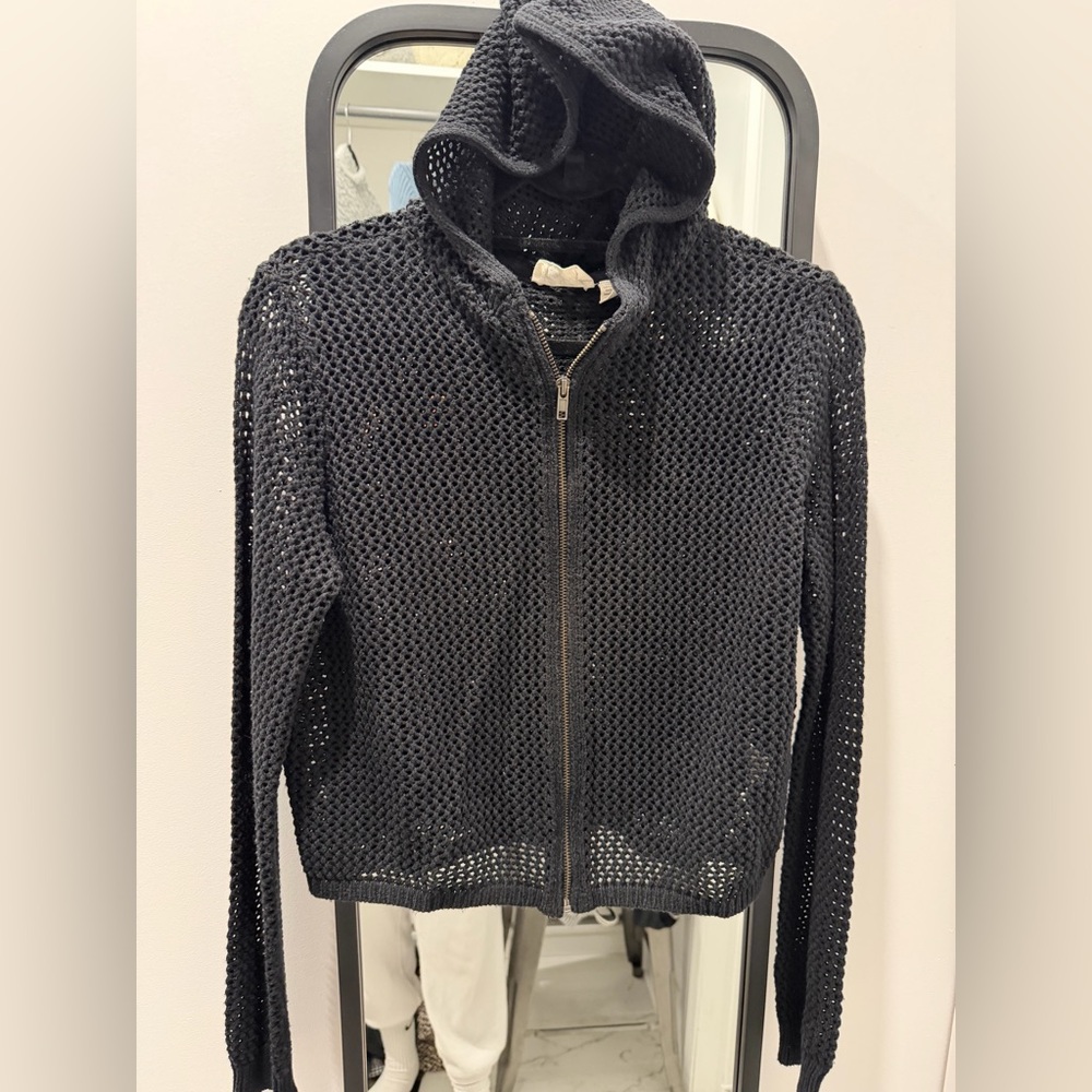 Black Mesh Knitwear with hood